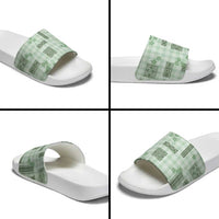 Hawaiian Quilt Tapa On Pastel Mint Palaka Motifs Slide Sandals LT7 - Polynesian Pride