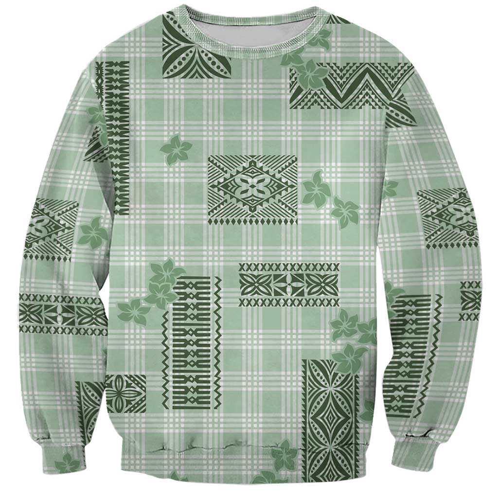 Hawaiian Quilt Tapa On Pastel Mint Palaka Motifs Sweatshirt LT7 Unisex Mint - Polynesian Pride