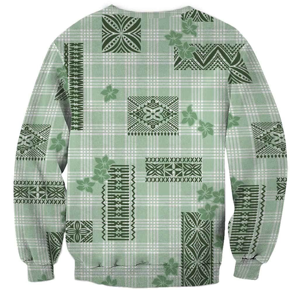 Hawaiian Quilt Tapa On Pastel Mint Palaka Motifs Sweatshirt LT7 - Polynesian Pride