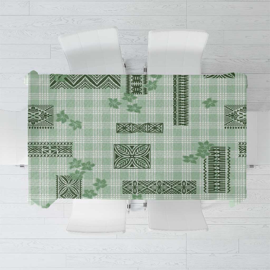 Hawaiian Quilt Tapa On Pastel Mint Palaka Motifs Tablecloth LT7 Mint - Polynesian Pride