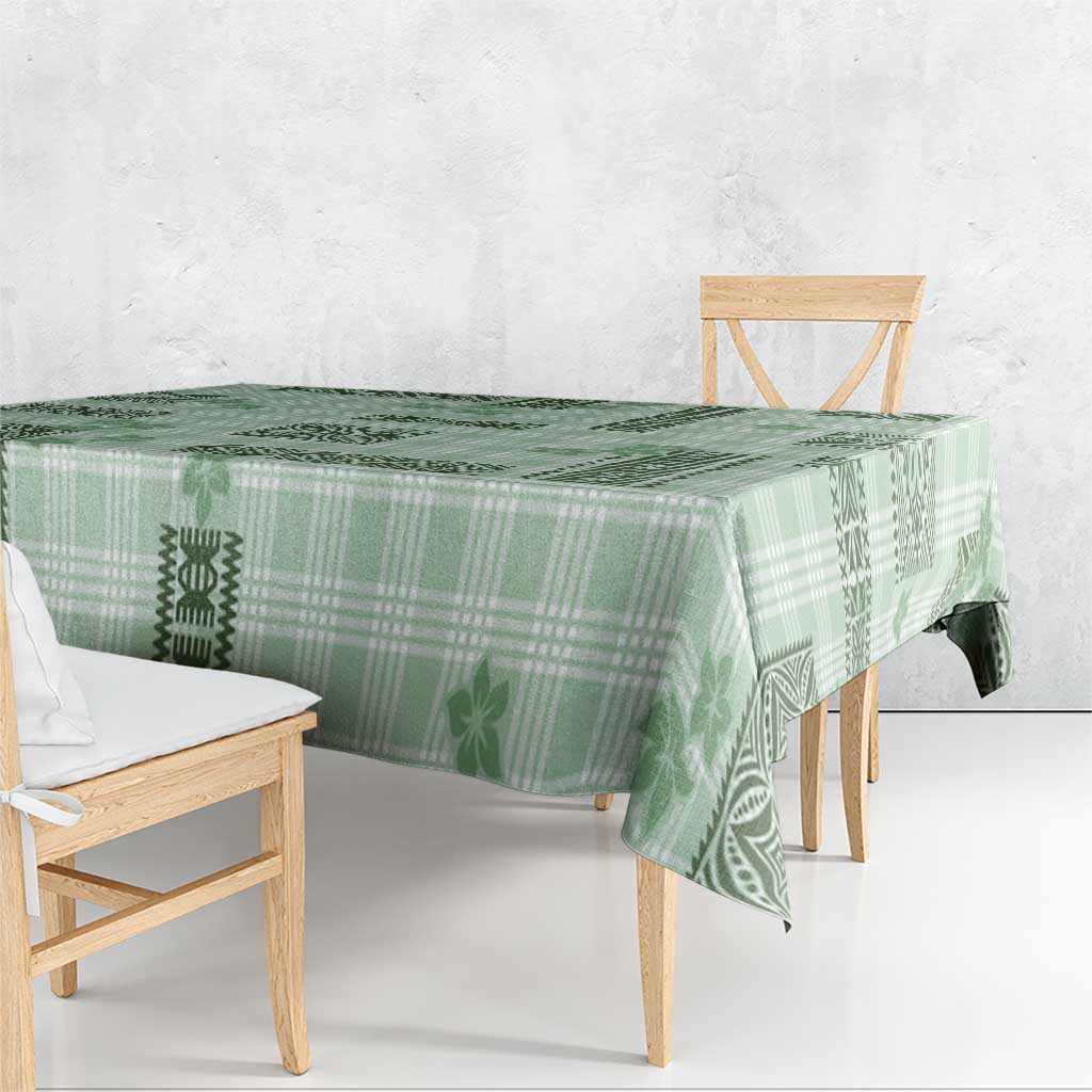 Hawaiian Quilt Tapa On Pastel Mint Palaka Motifs Tablecloth LT7 - Polynesian Pride