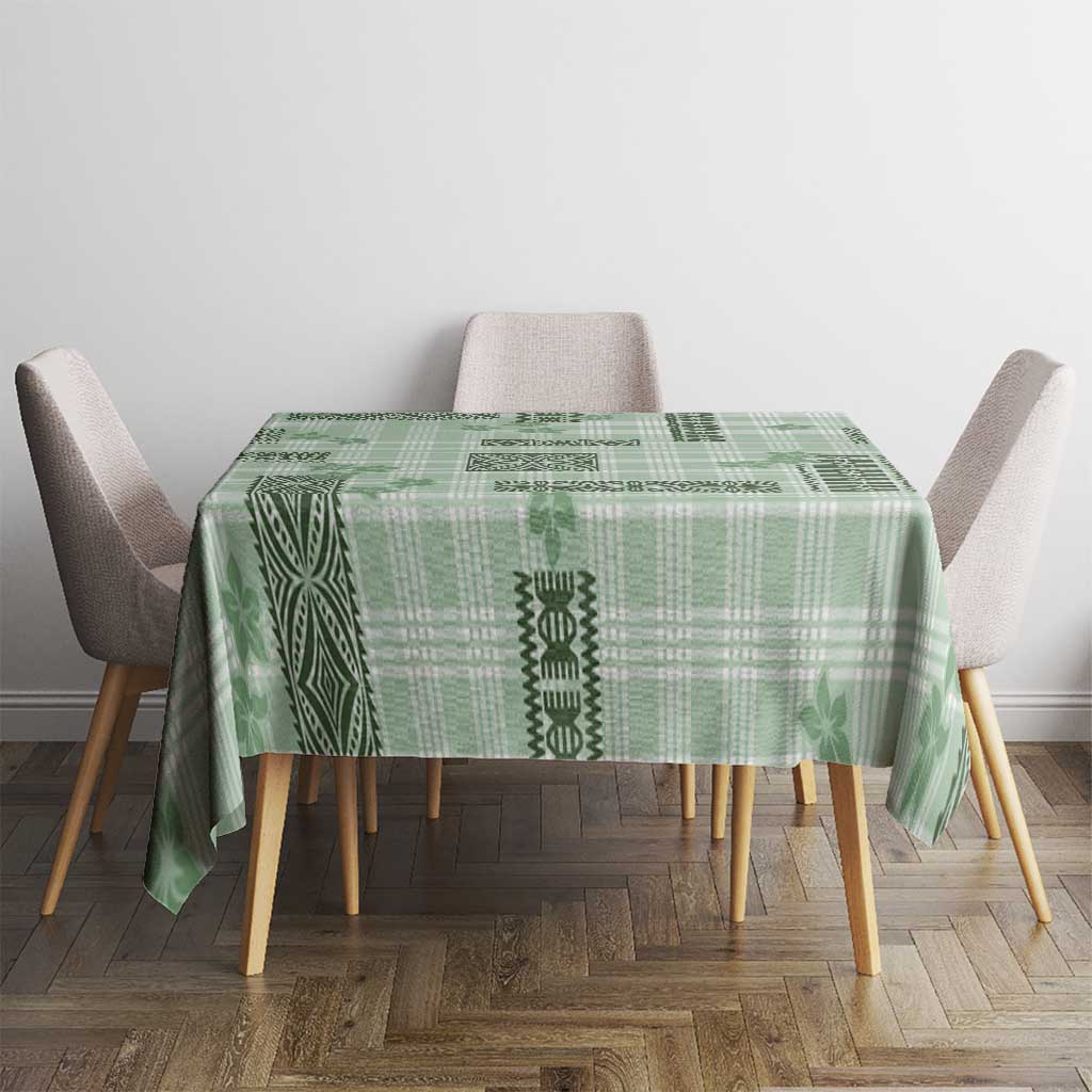 Hawaiian Quilt Tapa On Pastel Mint Palaka Motifs Tablecloth LT7 - Polynesian Pride