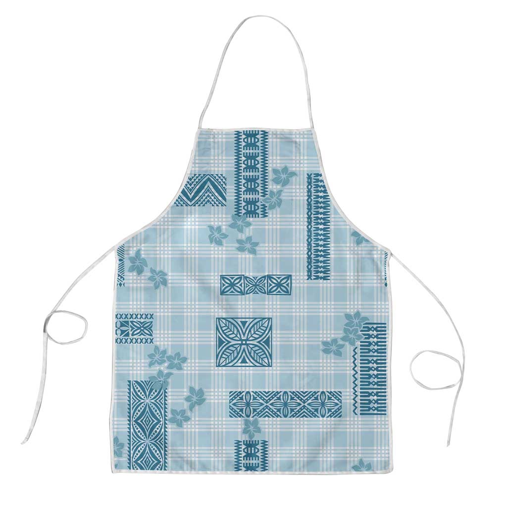 Hawaiian Quilt Tapa On Cold Blue Palaka Motifs Apron LT7 Azure - Polynesian Pride