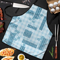 Hawaiian Quilt Tapa On Cold Blue Palaka Motifs Apron LT7 Azure - Polynesian Pride