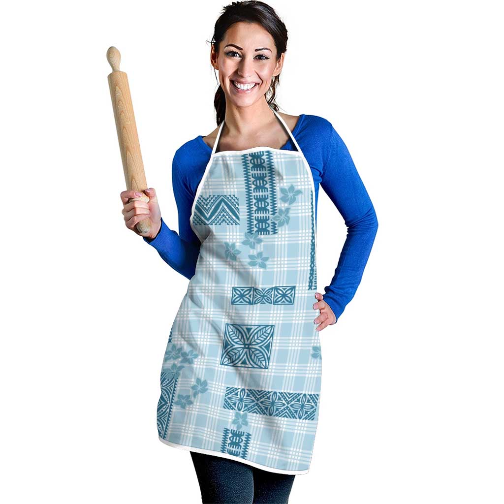 Hawaiian Quilt Tapa On Cold Blue Palaka Motifs Apron LT7 - Polynesian Pride