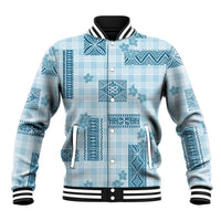Hawaiian Quilt Tapa On Cold Blue Palaka Motifs Baseball Jacket LT7 Unisex Azure - Polynesian Pride