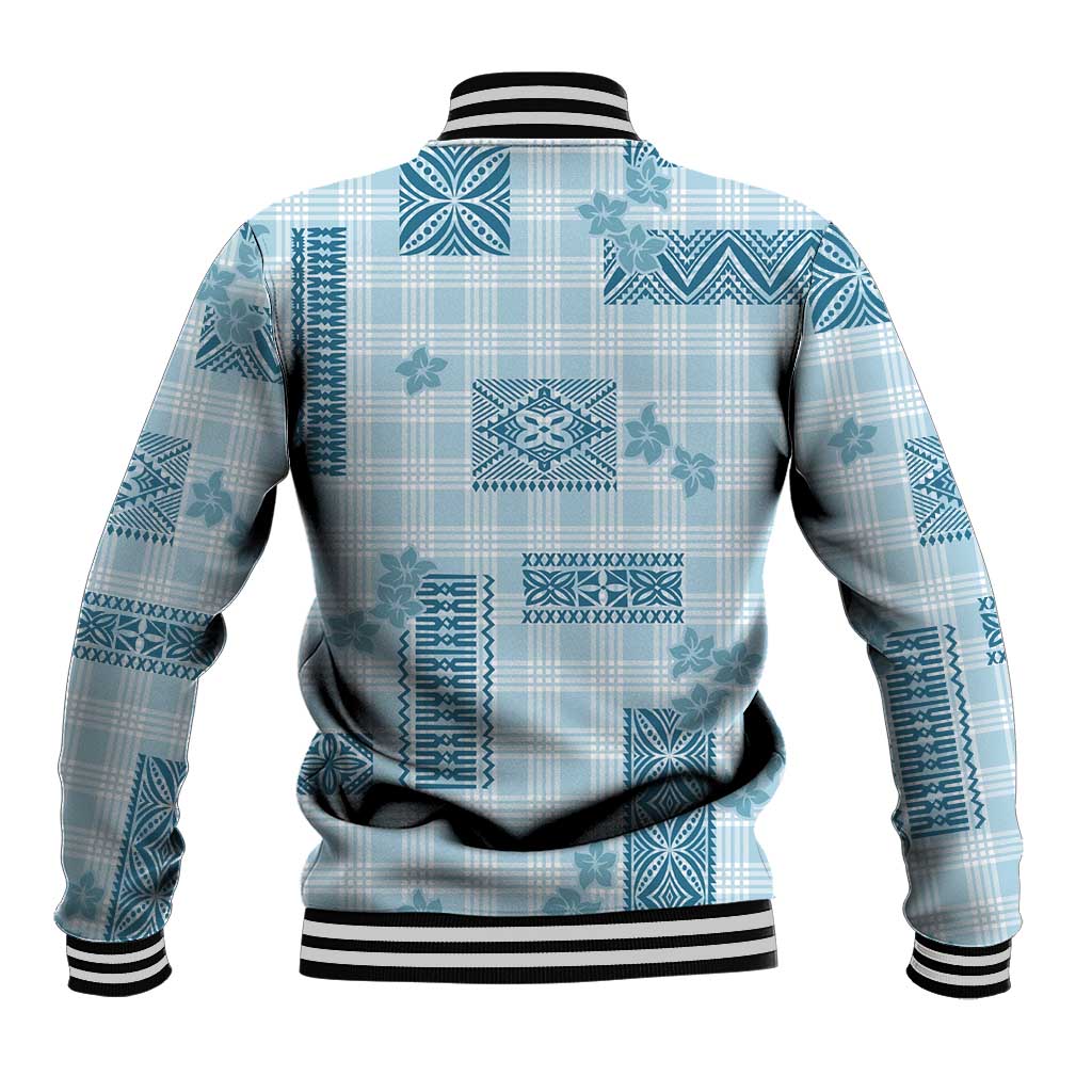 Hawaiian Quilt Tapa On Cold Blue Palaka Motifs Baseball Jacket LT7 - Polynesian Pride