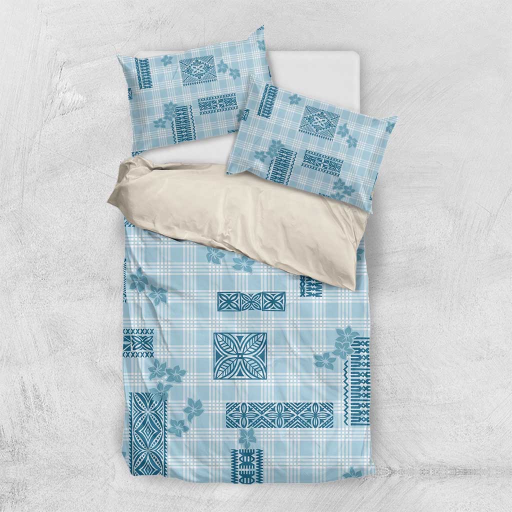 Hawaiian Quilt Tapa On Cold Blue Palaka Motifs Bedding Set LT7 US Twin 172cm x 218cm Azure - Polynesian Pride