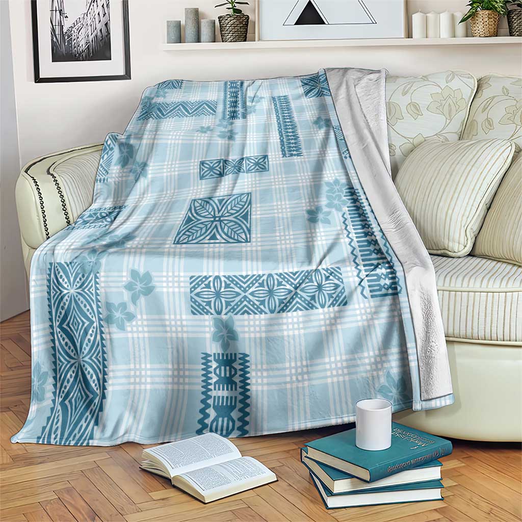 Hawaiian Quilt Tapa On Cold Blue Palaka Motifs Blanket LT7 Azure - Polynesian Pride