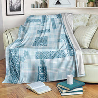 Hawaiian Quilt Tapa On Cold Blue Palaka Motifs Blanket LT7 Azure - Polynesian Pride