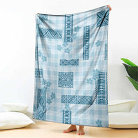 Hawaiian Quilt Tapa On Cold Blue Palaka Motifs Blanket LT7 - Polynesian Pride