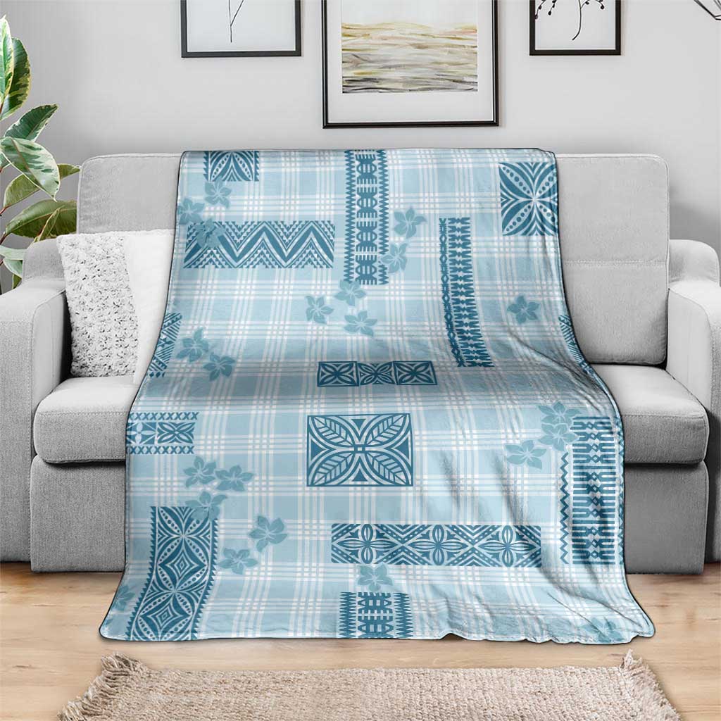 Hawaiian Quilt Tapa On Cold Blue Palaka Motifs Blanket LT7 - Polynesian Pride