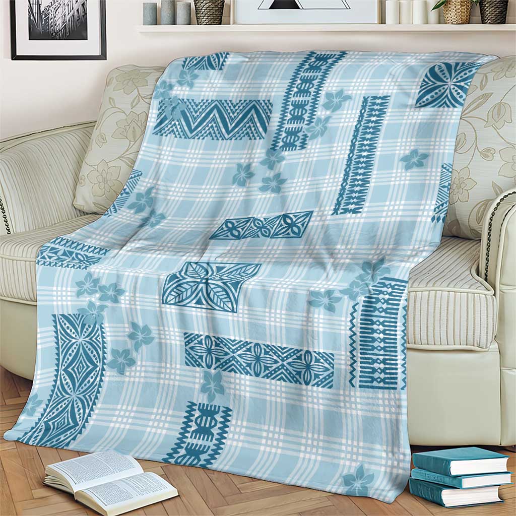 Hawaiian Quilt Tapa On Cold Blue Palaka Motifs Blanket LT7 - Polynesian Pride