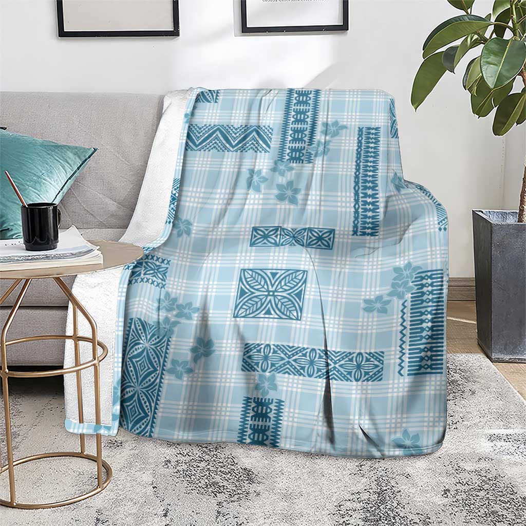 Hawaiian Quilt Tapa On Cold Blue Palaka Motifs Blanket LT7 - Polynesian Pride
