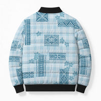 Hawaiian Quilt Tapa On Cold Blue Palaka Motifs Bomber Puffer Jacket LT7 - Polynesian Pride