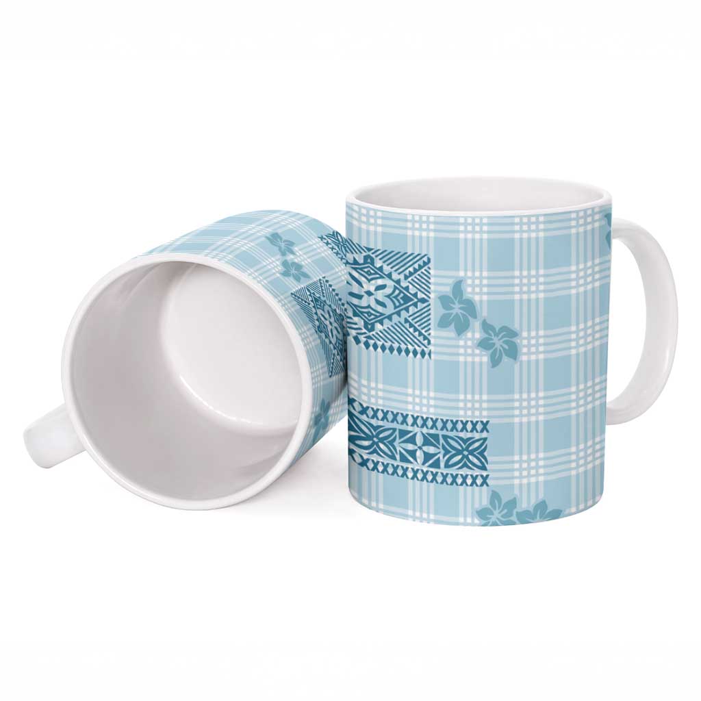 Hawaiian Quilt Tapa On Cold Blue Palaka Motifs Ceramic Mug LT7 - Polynesian Pride