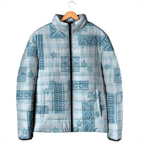 Hawaiian Quilt Tapa On Cold Blue Palaka Motifs Padded Jacket LT7 - Polynesian Pride