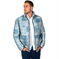 Hawaiian Quilt Tapa On Cold Blue Palaka Motifs Padded Jacket LT7 - Polynesian Pride