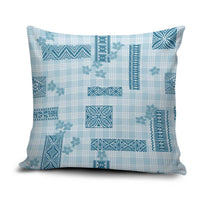 Hawaiian Quilt Tapa On Cold Blue Palaka Motifs Pillow Cover LT7 Azure - Polynesian Pride