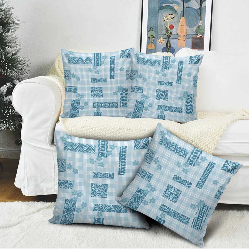Hawaiian Quilt Tapa On Cold Blue Palaka Motifs Pillow Cover LT7 - Polynesian Pride