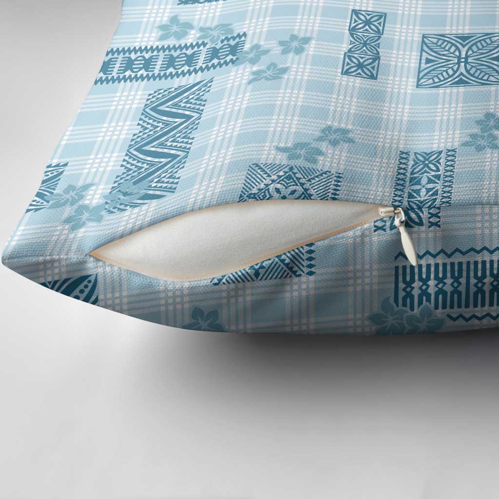 Hawaiian Quilt Tapa On Cold Blue Palaka Motifs Pillow Cover LT7 - Polynesian Pride
