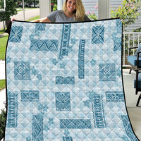 Hawaiian Quilt Tapa On Cold Blue Palaka Motifs Quilt LT7 Azure - Polynesian Pride