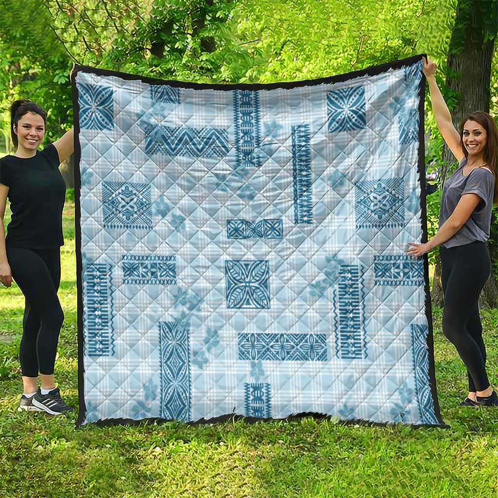 Hawaiian Quilt Tapa On Cold Blue Palaka Motifs Quilt LT7 - Polynesian Pride