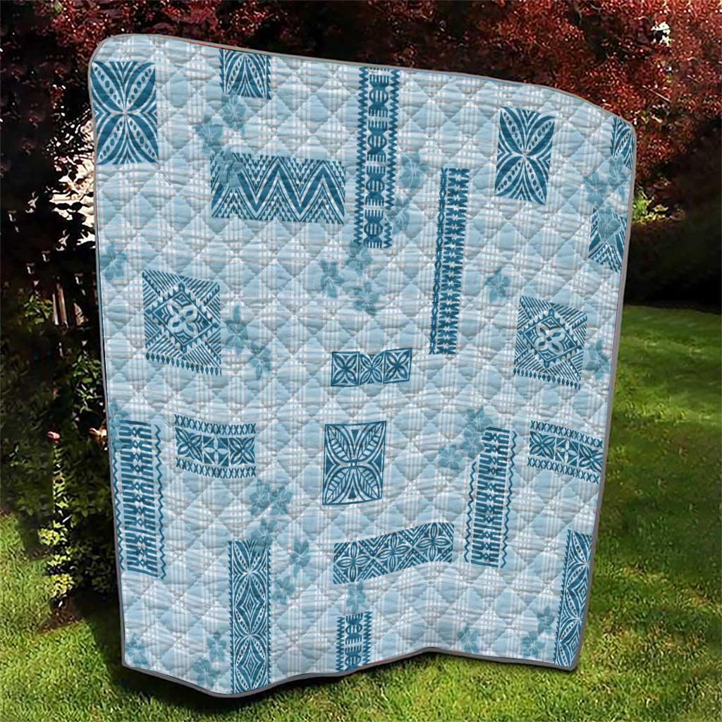 Hawaiian Quilt Tapa On Cold Blue Palaka Motifs Quilt LT7 - Polynesian Pride