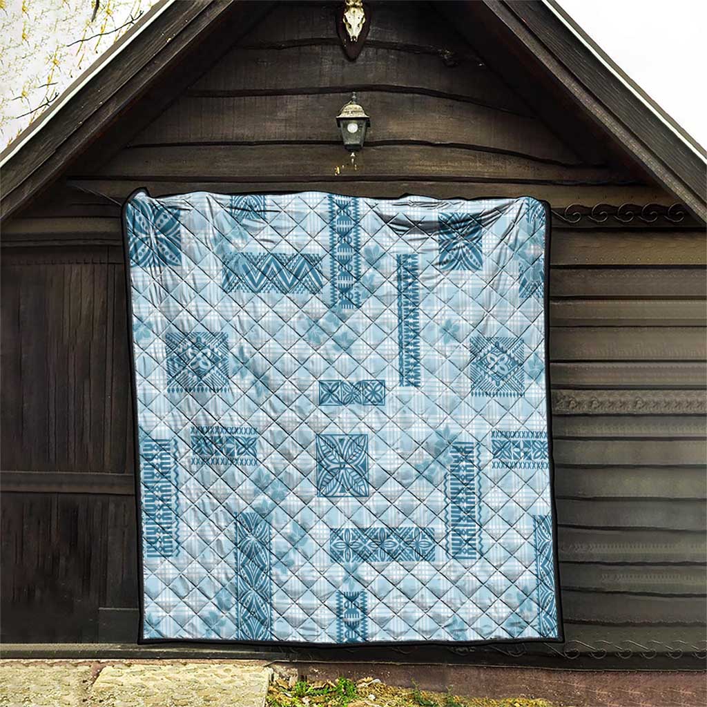 Hawaiian Quilt Tapa On Cold Blue Palaka Motifs Quilt LT7 - Polynesian Pride