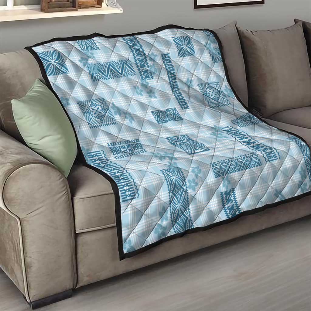 Hawaiian Quilt Tapa On Cold Blue Palaka Motifs Quilt LT7 - Polynesian Pride