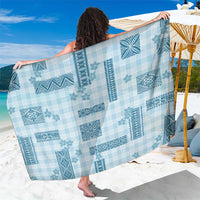 Hawaiian Quilt Tapa On Cold Blue Palaka Motifs Sarong LT7 One Size 44 x 66 inches Azure - Polynesian Pride