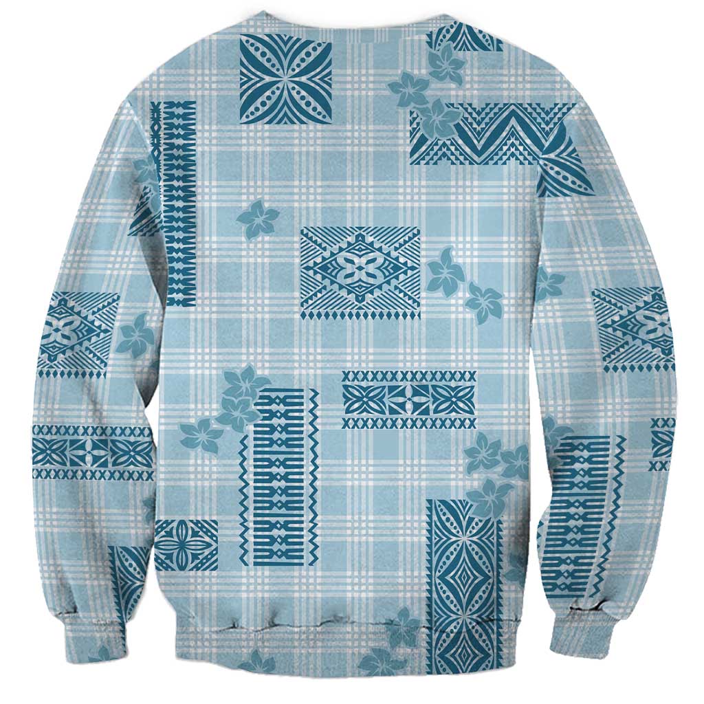 Hawaiian Quilt Tapa On Cold Blue Palaka Motifs Sweatshirt LT7 - Polynesian Pride