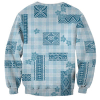 Hawaiian Quilt Tapa On Cold Blue Palaka Motifs Sweatshirt LT7 - Polynesian Pride