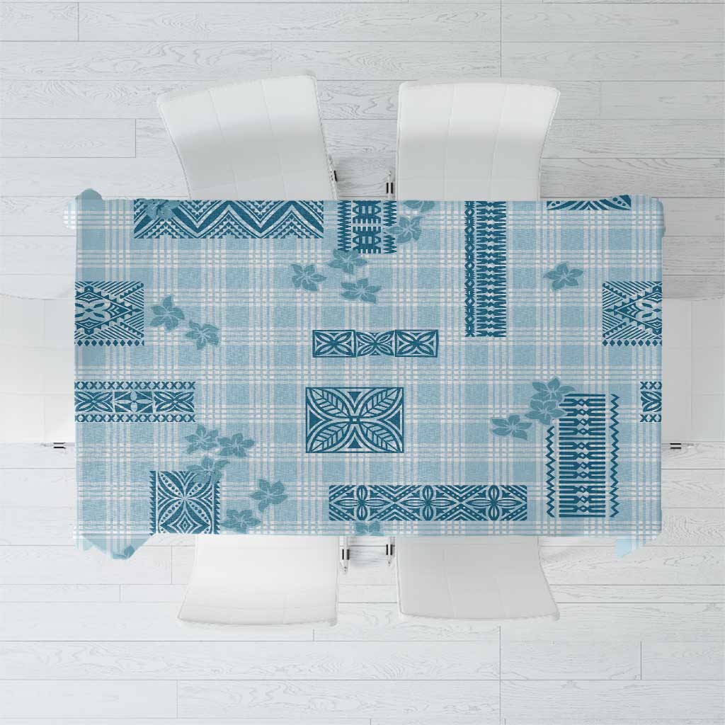 Hawaiian Quilt Tapa On Cold Blue Palaka Motifs Tablecloth LT7 Azure - Polynesian Pride