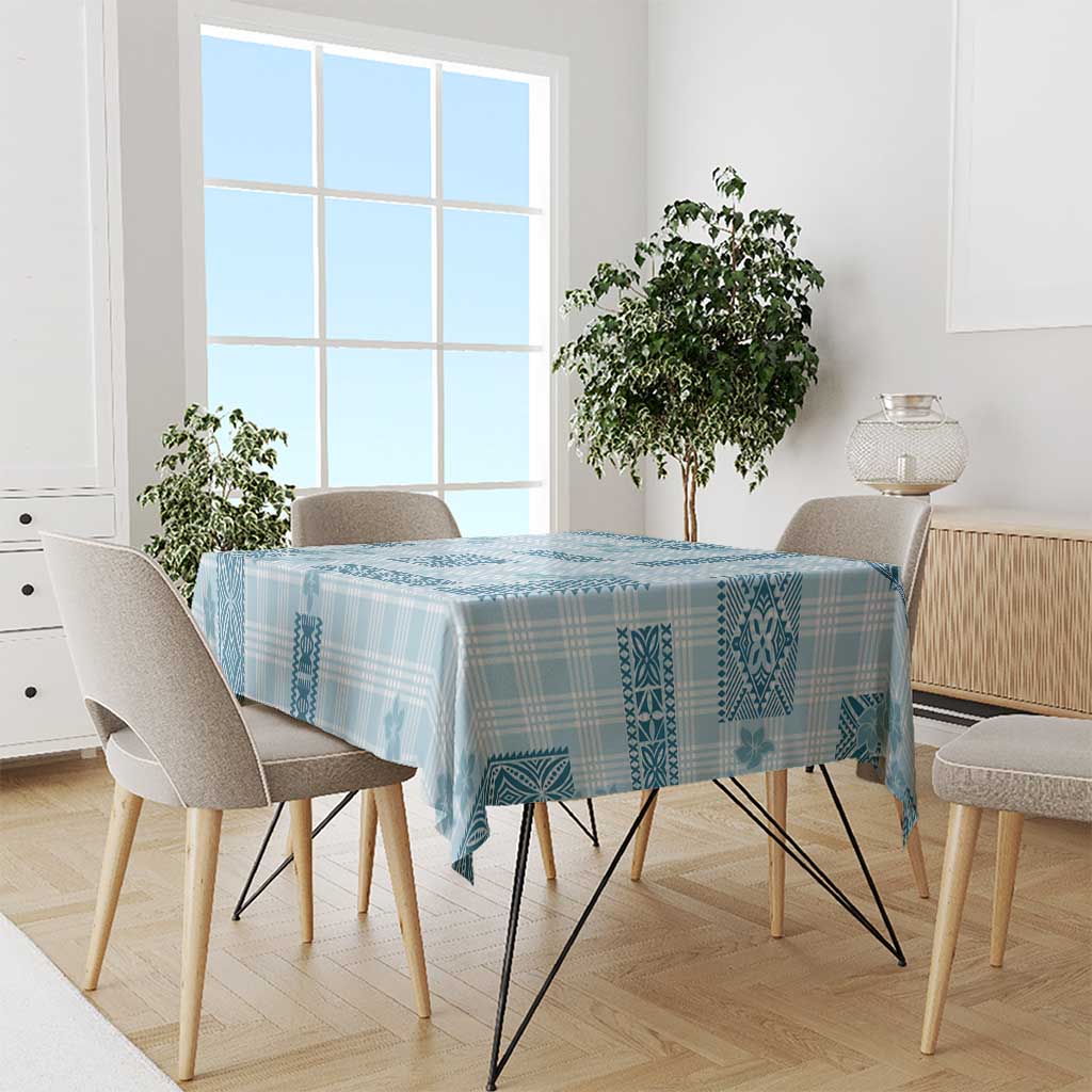 Hawaiian Quilt Tapa On Cold Blue Palaka Motifs Tablecloth LT7 - Polynesian Pride