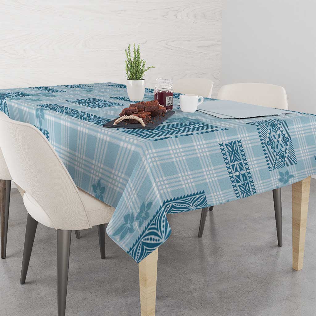 Hawaiian Quilt Tapa On Cold Blue Palaka Motifs Tablecloth LT7 - Polynesian Pride