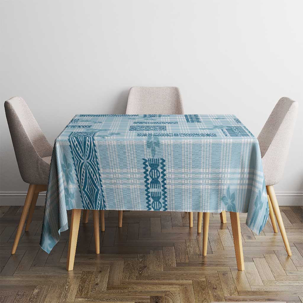 Hawaiian Quilt Tapa On Cold Blue Palaka Motifs Tablecloth LT7 - Polynesian Pride