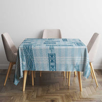 Hawaiian Quilt Tapa On Cold Blue Palaka Motifs Tablecloth LT7 - Polynesian Pride