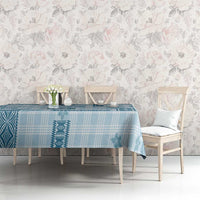 Hawaiian Quilt Tapa On Cold Blue Palaka Motifs Tablecloth LT7 - Polynesian Pride
