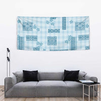 Hawaiian Quilt Tapa On Cold Blue Palaka Motifs Tapestry LT7 - Polynesian Pride