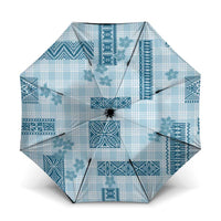 Hawaiian Quilt Tapa On Cold Blue Palaka Motifs Umbrella LT7 One Size Folded 11.42 inch Opened Diameter 37.4 inch Azure - Polynesian Pride