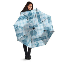Hawaiian Quilt Tapa On Cold Blue Palaka Motifs Umbrella LT7 - Polynesian Pride