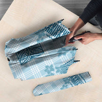 Hawaiian Quilt Tapa On Cold Blue Palaka Motifs Umbrella LT7 - Polynesian Pride