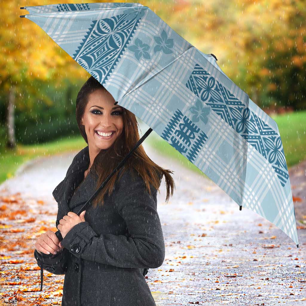Hawaiian Quilt Tapa On Cold Blue Palaka Motifs Umbrella LT7 - Polynesian Pride