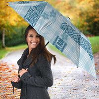 Hawaiian Quilt Tapa On Cold Blue Palaka Motifs Umbrella LT7 - Polynesian Pride