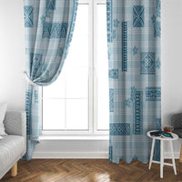 Hawaiian Quilt Tapa On Cold Blue Palaka Motifs Window Curtain LT7 - Polynesian Pride