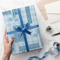 Hawaiian Quilt Tapa On Cold Blue Palaka Motifs Wrapping Paper LT7 - Polynesian Pride