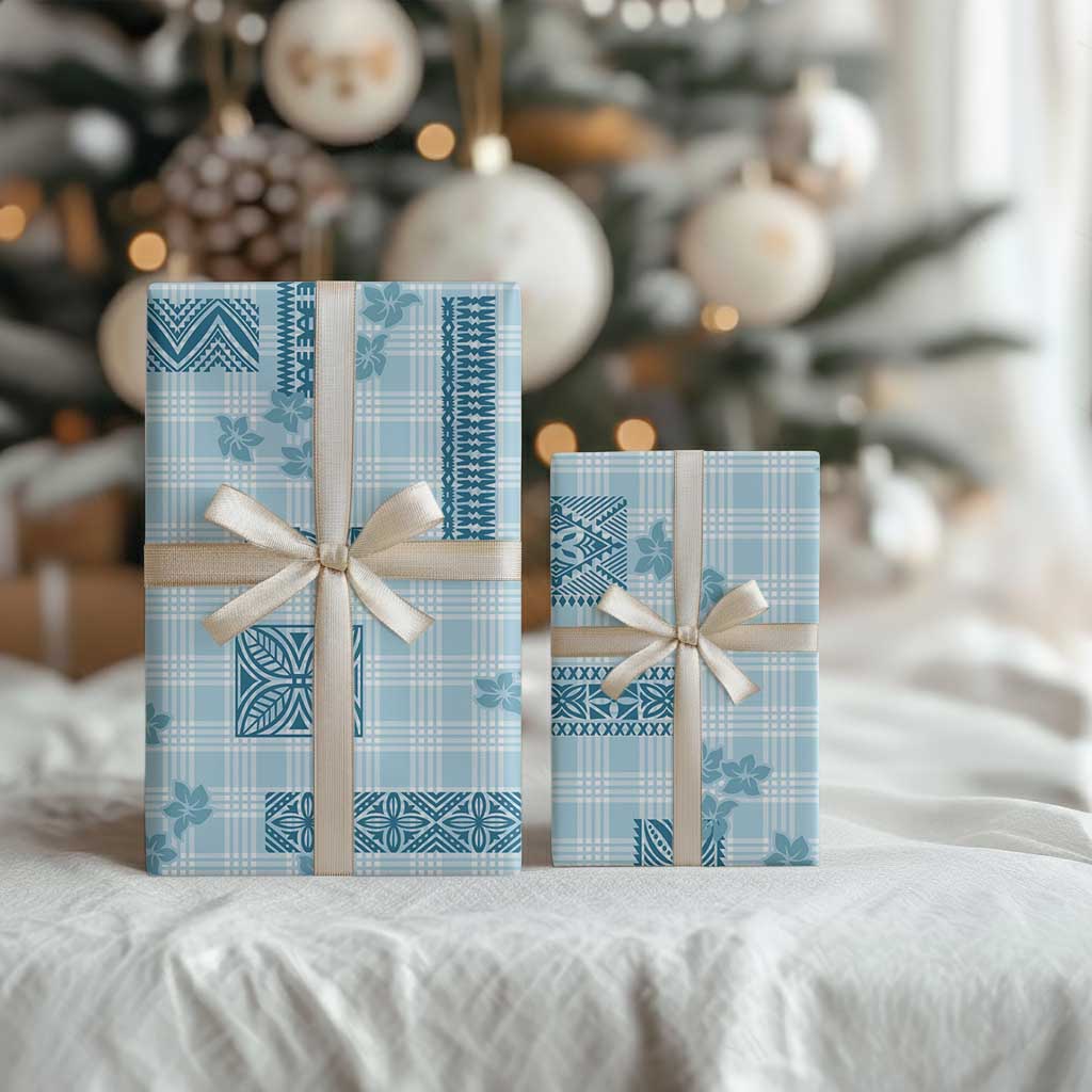 Hawaiian Quilt Tapa On Cold Blue Palaka Motifs Wrapping Paper LT7 - Polynesian Pride