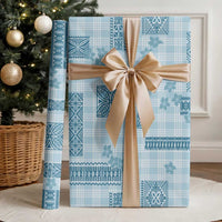 Hawaiian Quilt Tapa On Cold Blue Palaka Motifs Wrapping Paper LT7 - Polynesian Pride