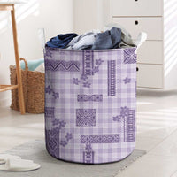 Hawaiian Quilt Tapa On Lilac Palaka Motifs Laundry Basket LT7 Lilac - Polynesian Pride